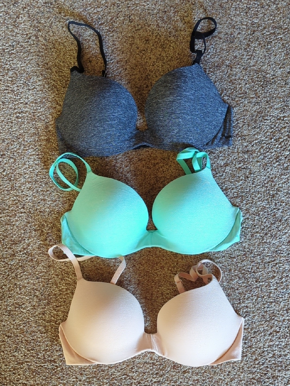 Bundle of 3 PINK Victoria's Secret Padded Push Up Bras Size 32C